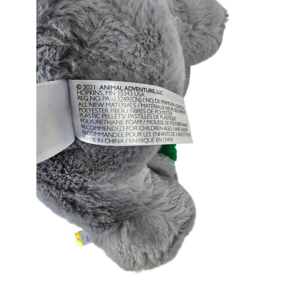 Animal Adventure 11" 2021 Gray Elephant with Green Scarf Stuffed Plush - Picture 4 of 5